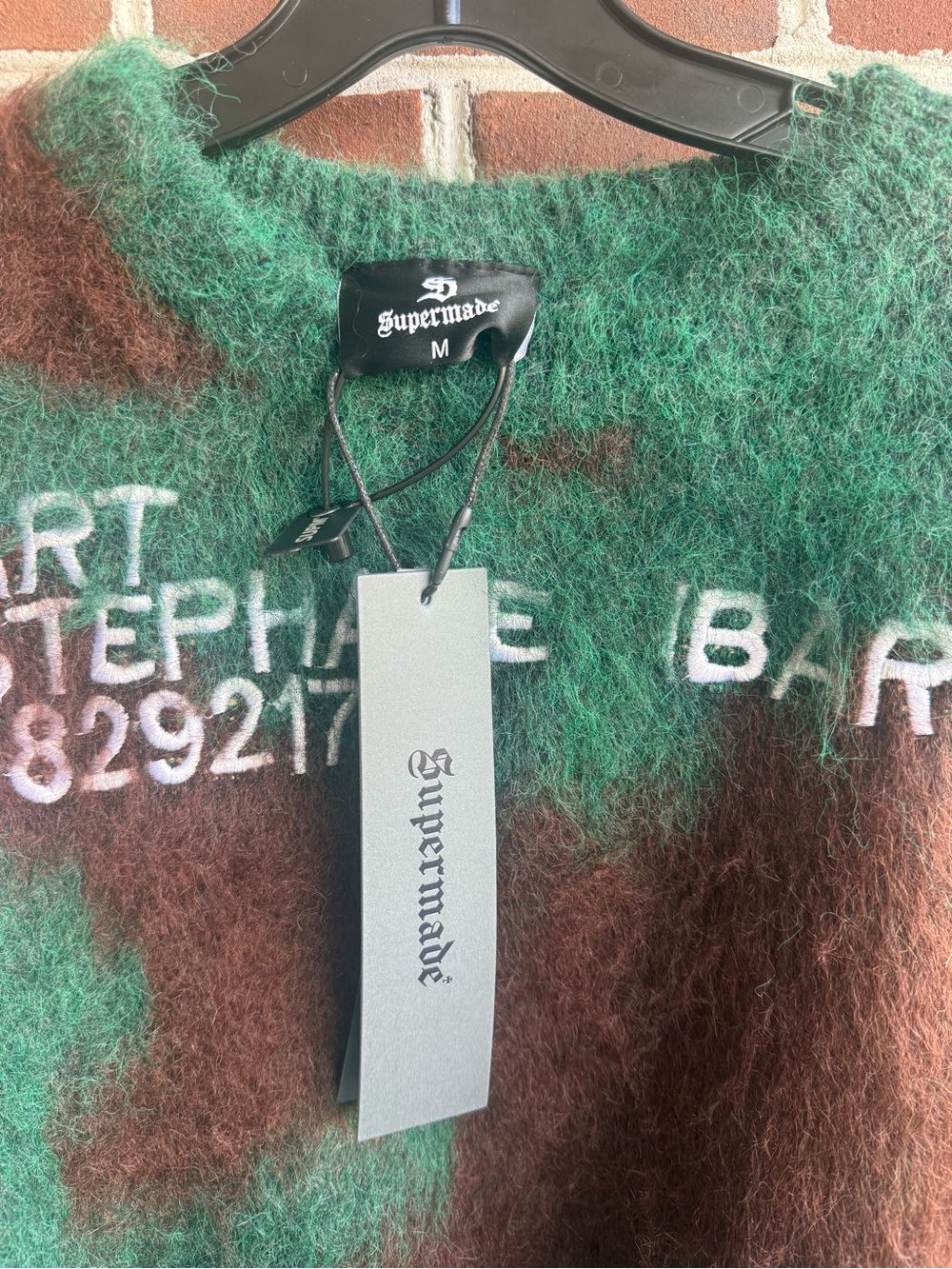 Men’s Art Stephane Supermade Green-Brown Mohair Blend Sweater Nwt — image 3 of 8